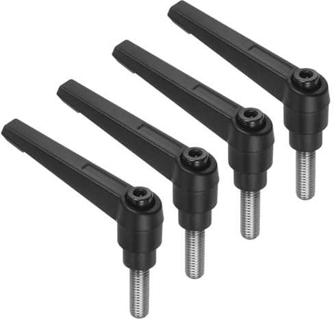 sourcing map Lot de 4 poignées à levier de serrage, M8 x 20 mm, goujon mâle fileté en acier inoxydable 304, poignées réglables, verrouillage rapide, bouton poussoir, bouton poussoir, noir