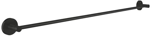 GROHE Start, Handtuchhalter ohne Bohren (für ein großes Handtuch, 85cm breit, zum Kleben oder Bohren, inkl. Dübel und Schrauben, ohne Kleber, verdeckte Befestigung), rund, schwarz, 411872430
