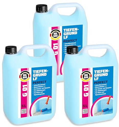 HALBAU Tiefengrund LF Perfect 15 L, Voranstrich unter Abdichtungen, Grundierung für Putz, Beton, Tiefgrund für Innen, Aussen G01