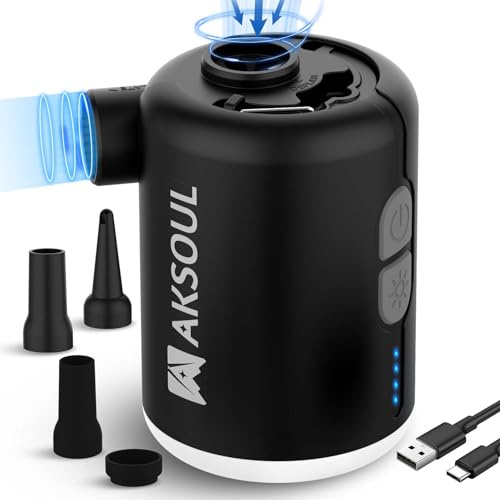 Pompe Gonfleur Electrique Matelas Gonflable: Pompe à Air Rechargeable avec Batterie - Portable Mini USB Piles Compresseur Gonfler Dégonfleur pour Piscine Bouée Camping Matela