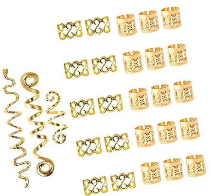 28 Stück Dreadlocks Schmuck Haarspiralen Clips Verstellbar Metall Cuffs Haar Flecht Perlen Haar Ringe Dreadlocks Aluminium Zubehör Für Frauen Männer Zöpfe Dekoration