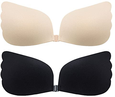 CatoFree Adhesive Bras for Women, 2 Pack Reusable Invisible Self-Adhesive Bras for Evening Dress-D Cup