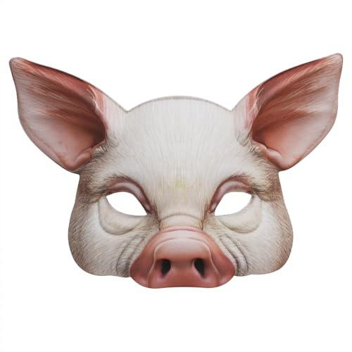 FakeFace Demi-Masque de Tigre Masque Cochon d'Halloween en EVA Masque Personnel Réaliste Tête d'Animal pour Bal Masqué, Cosplay, Halloween, Fête, Carnaval
