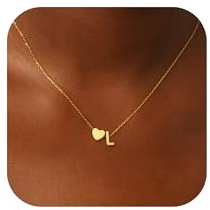 RMMD Kette Gold Silber Damen - 18K Gold/Weißgold Vergoldet Herz Goldkette mit Buchstaben Kette Damen Halskette Schmuck Personalisierte Geschenk für Frauen Mädchen Freundin
