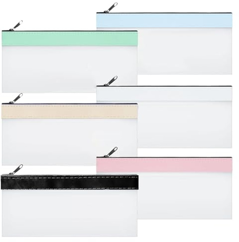 Geldtaschen mit Reißverschluss, Geldtaschen für Geld,Geldbeutel Münzbeutel Geldumschläge - 6 x Einzahlungsbeutel, Geldbeutel, Geldumschläge, transparenter Geldbeutel, Banktasche, schützt Reisepässe un