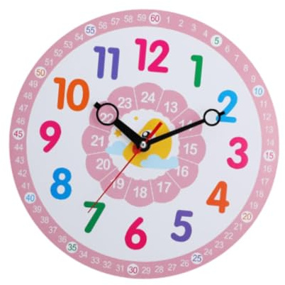 Baoblaze Orologio da Parete didattico per Bambini, Orologi didattici per Bambini Orologio educativo Rosa Senza ticchettio per Bambini per Insegnanti, aule e