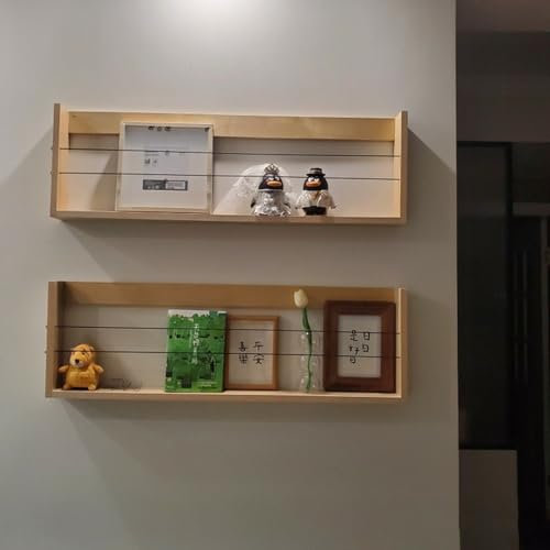 Rustikaler Zeitschriftenständer aus Massivholz, schwebendes Bücherregal, Wandmontage, Zeitschriftensammler, Vinyl-Schallplatten-Organizer, Aufbewahrungsregal für Wohnzimmer, Wartezimmer, Büro,