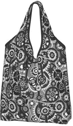 Buewutiry - Bolsas de asas grandes para mujer (2 unidades, ligeras, reutilizables, con diseño de equipamiento tradicional, bolsas de comestibles, bolsas de tela, bolsas de trabajo, playa,