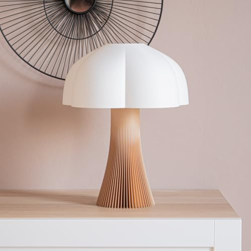 Filament - Lampe grande taille design Arborescence - Artisanale imprimée en 3D - 37cm de haut (Beige)