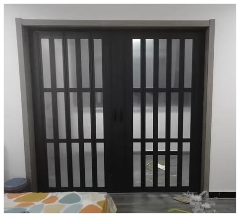Gran puerta doble de dos hojas con vidrio para interiores exteriores patio despensa salón 140 x 230 cm marco de aluminio marrón blanco negro puertas de acordeón