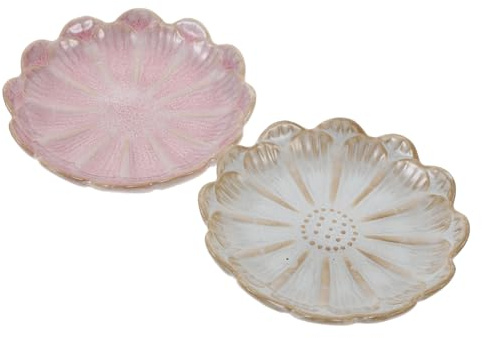 Alipis Plaque de Rangement pour Bijoux Fleurie en Céramique, Lot de 2