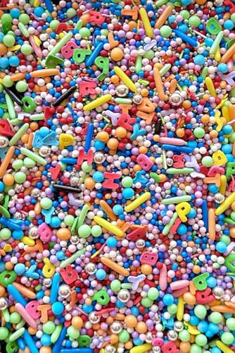 SD Pearls Einschulung Deko,ABC Streusel Essbar,Streusel Einschulung,Essbare Buchstaben für Torte,Schulkind Tortendeko,Tortendeko Schulanfang, Streudeko Einschulung(Mix „Lustiger Bleistift“, 100g)