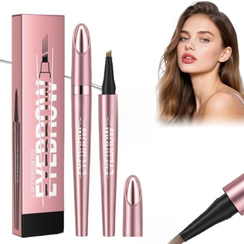 3D Wasserdichter Microblading Augenbrauenstift, 2026 Neu Magischer Augenbrauenstift, mit 4 Gabelspitze, Langanhaltenden Magischer Brow Pencil Erzeugt Mühelos Natural Looking Brows (Hellbraun)