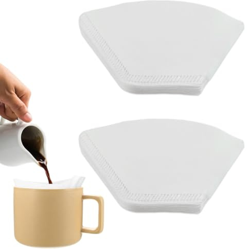 BCHKO 100-teiliges V-förmiges ungebleichtes Kaffeefilterpapier 101, geeignet für Filterkaffeemaschinen (weiß)