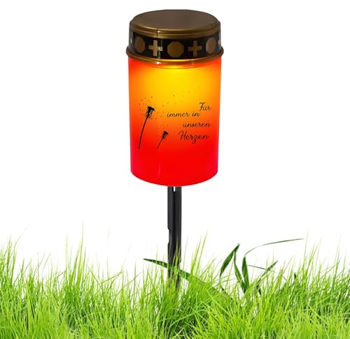 Opdestn Grab Für Den Friedhof | Flammenlose Tee,LED Grab Solarleuchte Solarbetrieben Mit Bewegungsmelder Für Den Außenbereich Gartenweg Dekoration Haus