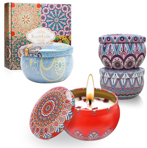 Duftkerzen Set Geschenkset Duft Kerzen Set, Geschenke für Frauen, Geschenke Kerze Geschenk Duftkerze Kerzenset, Weihnachtsgeschenke für Frauen, 4 Stück Aromatherapie Kerzen zum Stressabba