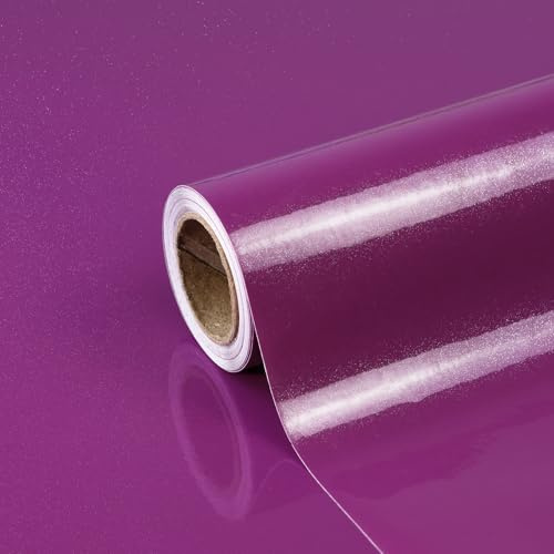 Laceskyso Purple Contact Paper 23.6x196 Glossy Purple Peel and Stick Wallpaper for Kitchen Countertop/Cabinet Self Adhesive Waterproof Wall Paper Removable Decorative Vinyl