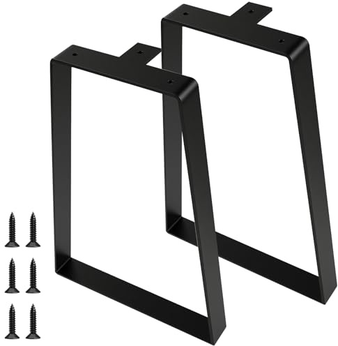 Zllzpzd Lot de 2 Pieds de Table en métal Noir en Forme de trapèze - 40 cm - Pieds de Meubles Robustes en métal - Design Industriel pour Bricolage Table Basse, Bureau, Table de Chevet, Banc et Buffet