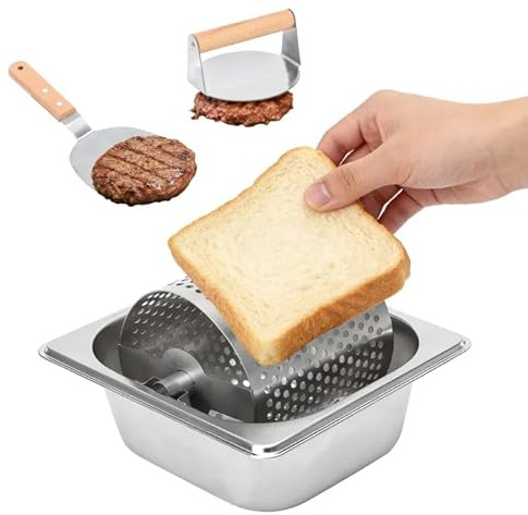 Butter Roller with 5.5in Burger Press & Grill Spatula for Even Melted Butter Spreading on Bread, Burgers & BBQ