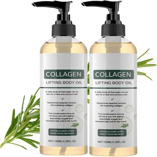 2PCS Olio Corpo Rassodante Al Collagene - Olio Corpo Rassodante Al Rosmarino, Rassodantes, Olios Da Massaggio Idratante E Nutriente Per Cicatrici, Rughe E Smagliature Su Collo, Petto, Braccia, Gambe