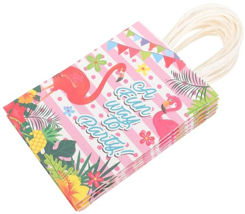 VILLCASE 12 Stück Flamingo Geschenktüten aus Papier für Hawaiianische Mottoparty Kreative und Stylische Geschenkbeutel für Kindergeburtstag und Festliche Anlässe