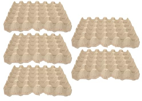 JEWEDECO Cartones de Huevos de Papel Pulp, 5 Hueveras Planas Diseño Compacto, Resistente y Biodegradable para Almacenamiento de Huevos en Cocina o Frigorífico