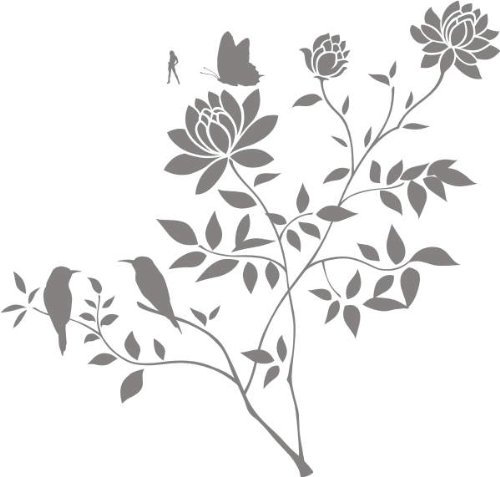 INDIGOS UG - Wandtattoo Wohnzimmer - Wandaufkleber Glasdekorfolie Pflanze Blume 96x91 cm w435 - Aufkleber Kinderzimmer Schlafzimmer Küche Badezimmer Büro Dekoration