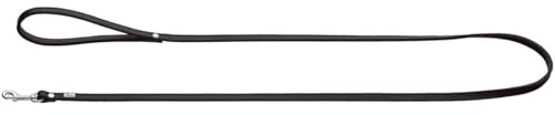 HUNTER Nappaleder PETIT Führleine für kleine Hunde, Leder, Nappaleder, weich, Handschlaufe, Breite 0,8 cm, Länge 140 cm, schwarz