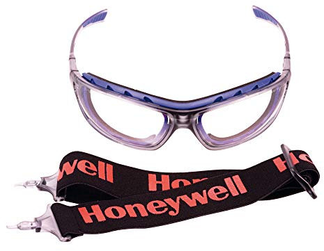 Honeywell 1028640 SP1000 2G Lente transparente con montura negra, protección contra impactos y polvo, diadema ancha incluida, pieza de nariz flexible, antivaho y resistente a los arañazos (1 pieza)