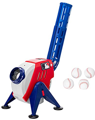 Franklin Sports Kids Pitching Machine - Plastic Baseball Pitching Machine for Kids Batting Practice - MLB Power Pitcher with Adjustable Speeds
