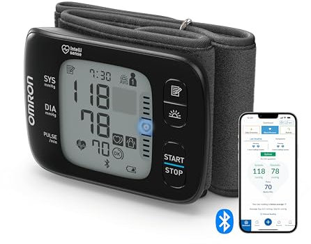 OMRON RS7 Intelli IT, digitales Handgelenk-Blutdruckmessgerät, Testsieger Stiftung Warentest 09/2020, klinisch validiert - auch bei Übergewicht, Bluetooth- und Smartphone-kompatibel