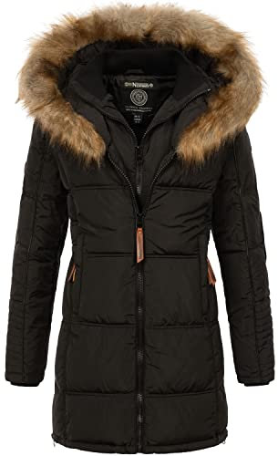 Geographical Norway Damen Winterjacke mit UD Beanie Beauti Black M