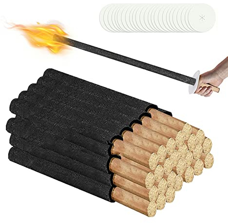 Tubiaz Wachsfackeln Brennzeit 100 min|25 Stück Fackeln Mit Handschutz|Garten-Fackeln Für Nachtwanderung Lagerfeuer Feuerwerk Outdoor