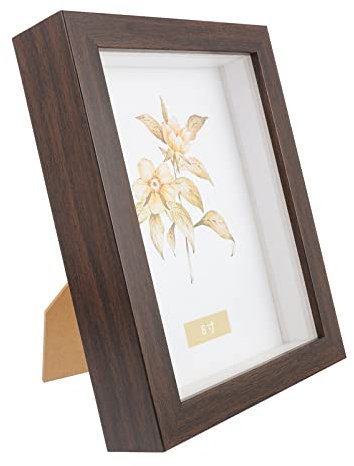 TOPPERFUN Rustic Shadow Box Display Shelf 8 Inch Wooden Frame for Medals Photos Dried Flowers DIY Keepsake Holder Wall Mounted Pressed Flower Frame Home Decoration