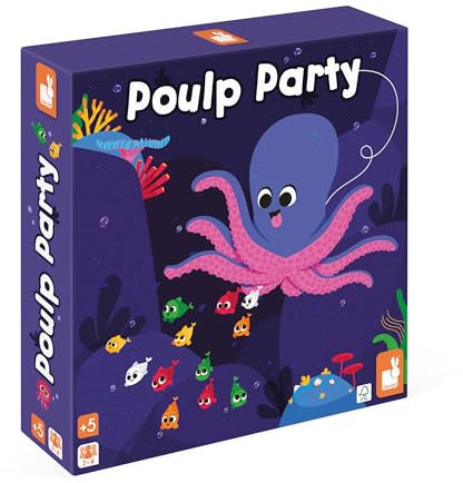 Janod - Poulp Party - Gioco di Società per Bambini - Gioco di Abilità e Riflessione - Da 1 a 4 Giocatori - Certificato FSC - Dai 5 Anni - J02622