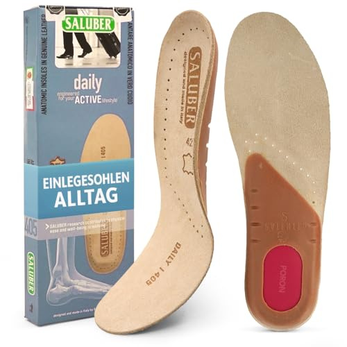 Solette Saluber Style Daily 405, ortopediche, Tecnologia Poron+ Ammortizzante, Solette Scarpe ad Azione Traspirante Antiodore, Uomo e Donna, Assorbono Shock (45)