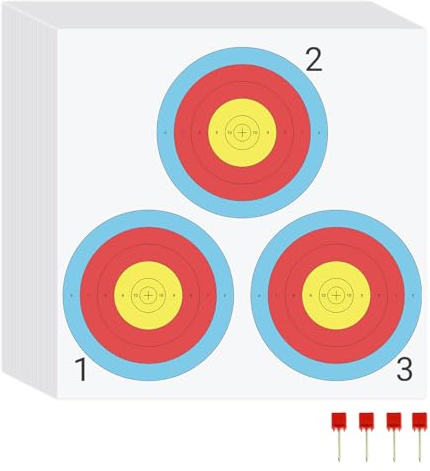 suituts 100 pcs Archery Target Paper 3 Spot, Bulk, 17x 17 Inch