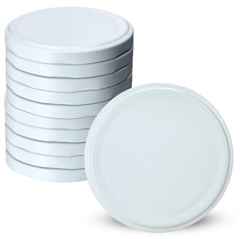 KADAX Fi110 mm, set di coperchi in metallo di ricambio per vasi, coperchio con 8 denti (bianco, 10 pezzi)