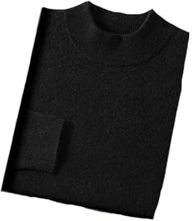 Vsadsau Maglioni pullover da uomo in 100% cashmere con collo a lupetto maglione business casual a maniche lunghe magliette, Nero , XXL