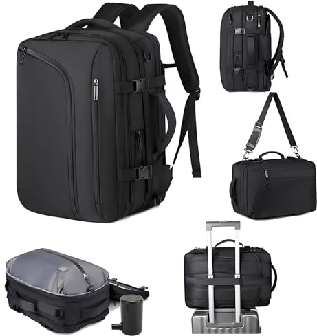 Elprico Sac a Dos sous Vide avec Pompe, Extensible 36–55L, Sac à Dos aspirateur pour Bagage à Main, séparation des liquides secs et humides, Ouverture à 180°