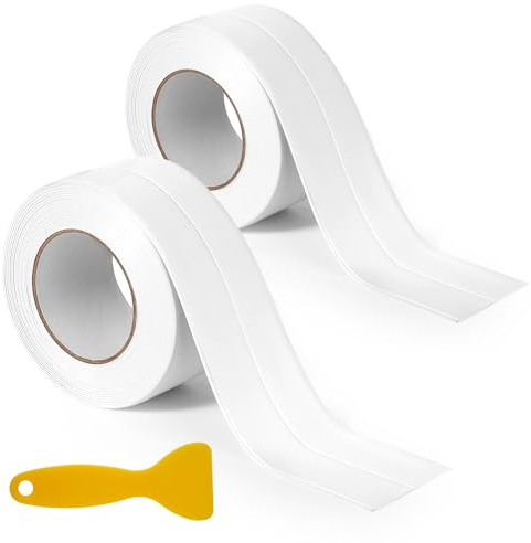 NUTTDOO Bath Sealant Strip Self Adhesive,2 Rolls Caulk Strip Sealant Tape, Waterproof Sealing Tape for Kitchen, Bathroom, Toilet, Wall Corner with Sealing Tool