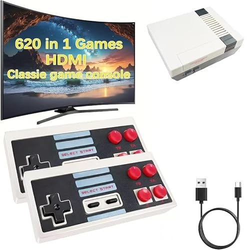 Console di gioco retrò classica costruita 620 videogiochi classici, sistema di gioco portatile con uscita Av con doppio controller wireless, Plug and Play.
