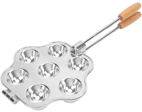 SIXRUN Stampo per Tartine, Stampo per Dolci Riusabile in Lega di Alluminio con 7 Fori e Manico in Legno per Mini Cake, Tart e Budini
