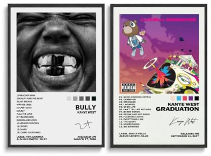 Generisch A Set Of 2 Kan-ye West Album Posters Poster Für Zimmer, Ästhetische Leinwand-Wandkunst, Schlafzimmer-Dekor Poster 16x24inch(40x60cm)