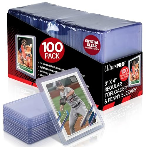 Ultra PRO 3 x 4 Clear Regular TopLoaders For Cards With Card Sleeves Bundle Standard Size 100ct Trading Baseball Toploader Card Sleeve Protectors