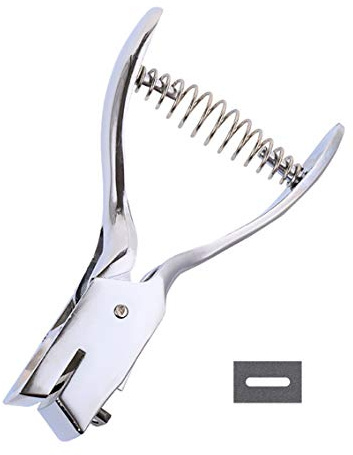 Kucaa Metal Silver Hand-held Slot Hole Punch Pliers for PVC Cards Badge Photo ID Cards 15x3mm