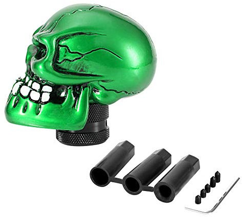 EBTOOLS Levier de levier de vitesse universel de voiture, tête de crâne squelette modifié pommeau de levier de vitesse levier levier(Vert)