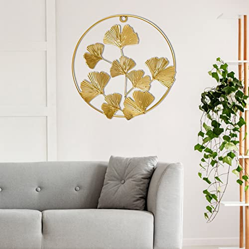 AGRYMER Sculpture Murale en Feuille De Ginkgo, Ornements Suspendus en Métal d'art De Ginkgo Doré 3D Décoration Morden Créative pour La Chambre De Salon