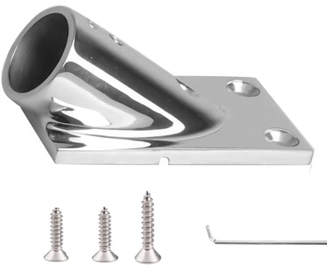 9Tong Schwerer Stahl Flansch Sockel Schiene Edelstahl Flansche aus Edelstahl Rohr Rechteckiges Schienenbeschläge für Boote Stütze Flansch Sockel Handlauf Yacht SUS316 30 Grad für 22mm Rohr
