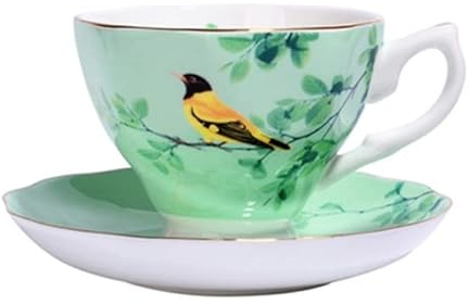 DANGAO 170 ml Bone China Tazza di caffè Cucchiaio Piattino Set Inglese Tazza da tè Pomeridiano Articoli per Il caffè Tazza da tè in Porcellana e Vassoio Tazza di Latte